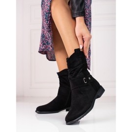 W. Potocki Svarta damstövlar med en skrynklig ovandel Potocki 1