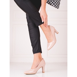 Beige Shelovet pumps för kvinnor, lackerade 2