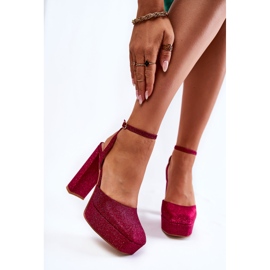 Damsandaler Glitter på en klack Mörkrosa Rosel 1