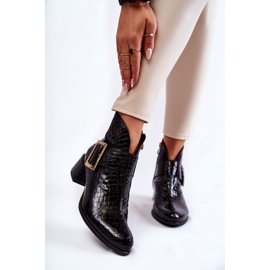 PA2 Läderstövlar Krokodil Zip Mönster Svart Briana 1