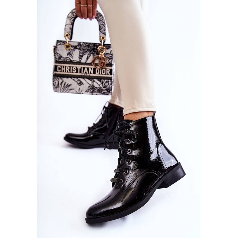 S.Barski Klassisk lackad damsvarta varma stövlar Grimma 2