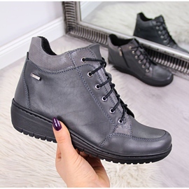 Skinnstövlar, varm kilklack grå Helios 524 2