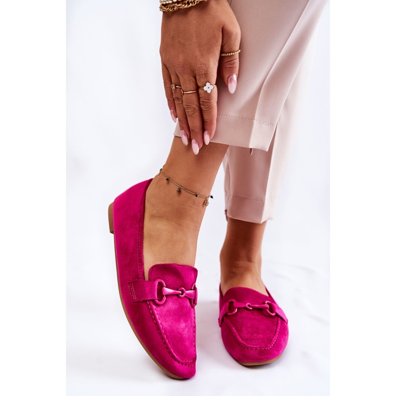 Loafers i mocka med Fuchsia Santi-dekoration rosa 1
