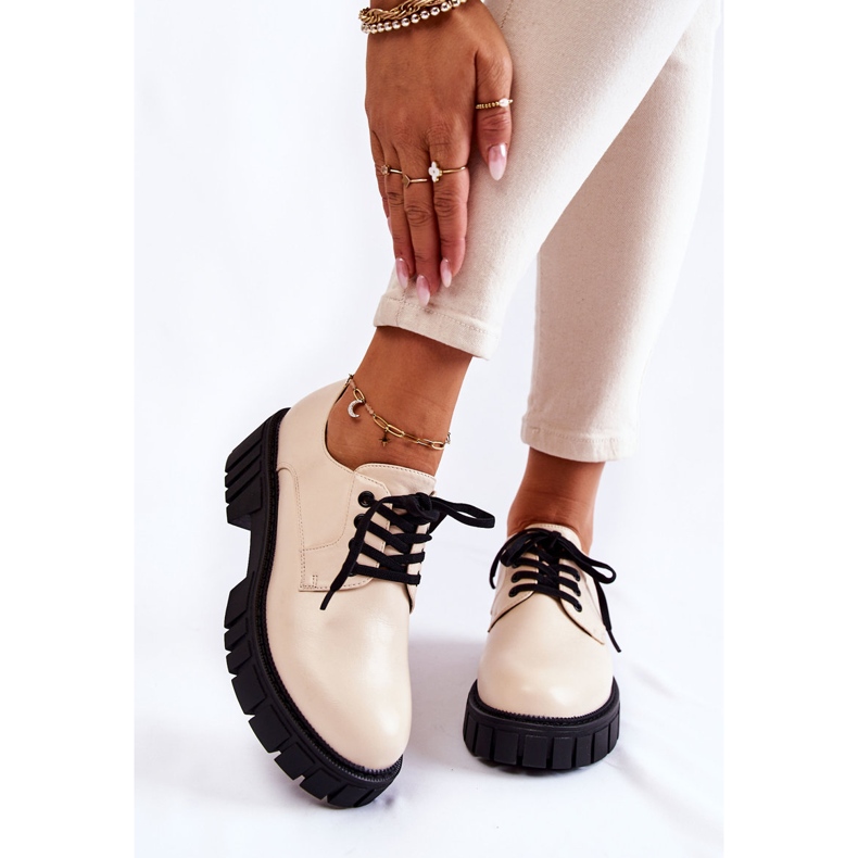 Fashionabla läderskor La.Fi 210013BE-PU Beige 1