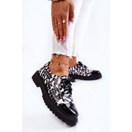 Lackade snörskor Laura Messi 2441 Svart och vit 2