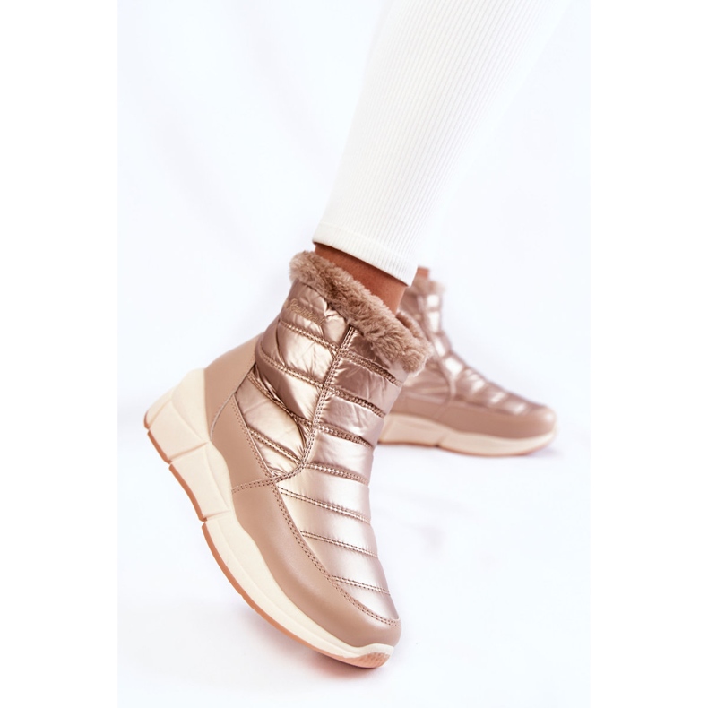 PE1 Snöskor för kvinnor med dragkedja Guld-Beige Senia brun 2