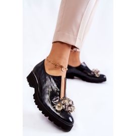 PA2 Eleganta lackade skor med svart och grå Cindy dekoration 1