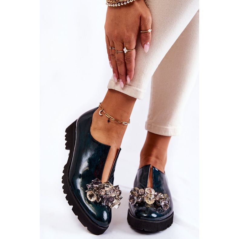 Eleganta lackade skor med mörkgrön Cindy-dekoration 2