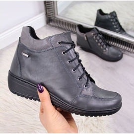 Läderstövlar med en isolerad kil Helios W H524A grå 1