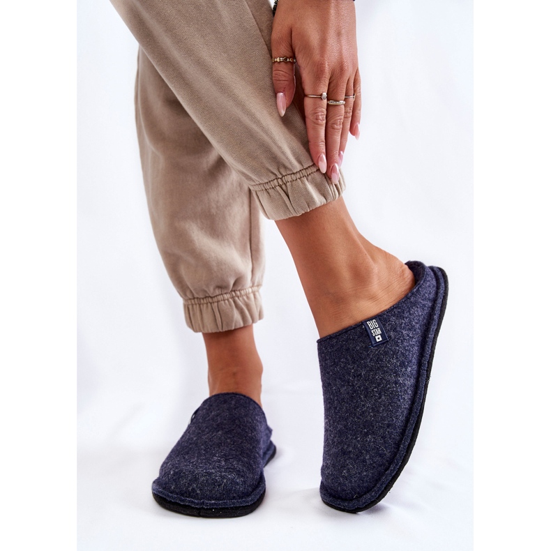 Klassiska tofflor damer i filt Big Star KK276013 Marinblå 1