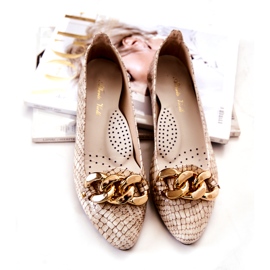 PA2 Lackat Läder Snakeskin Pumps Beige Elissabeth 4028-L brun 1
