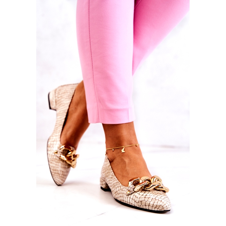 PA2 Lackat Läder Snakeskin Pumps Beige Elissabeth 4028-L brun 3