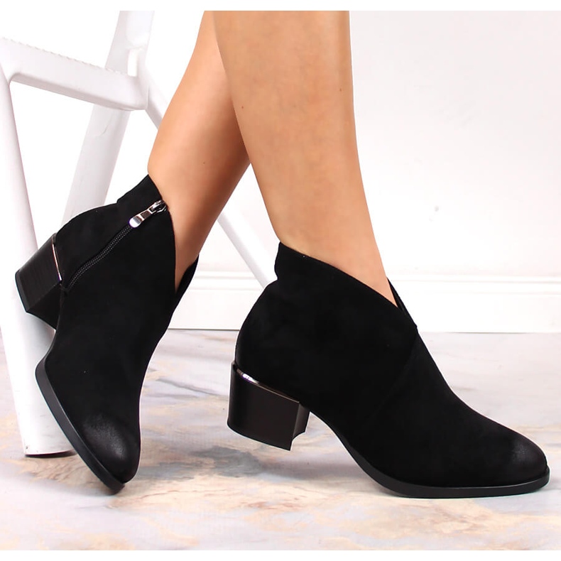 Svarta Vinceza högklackade mockastövlar för kvinnor 1