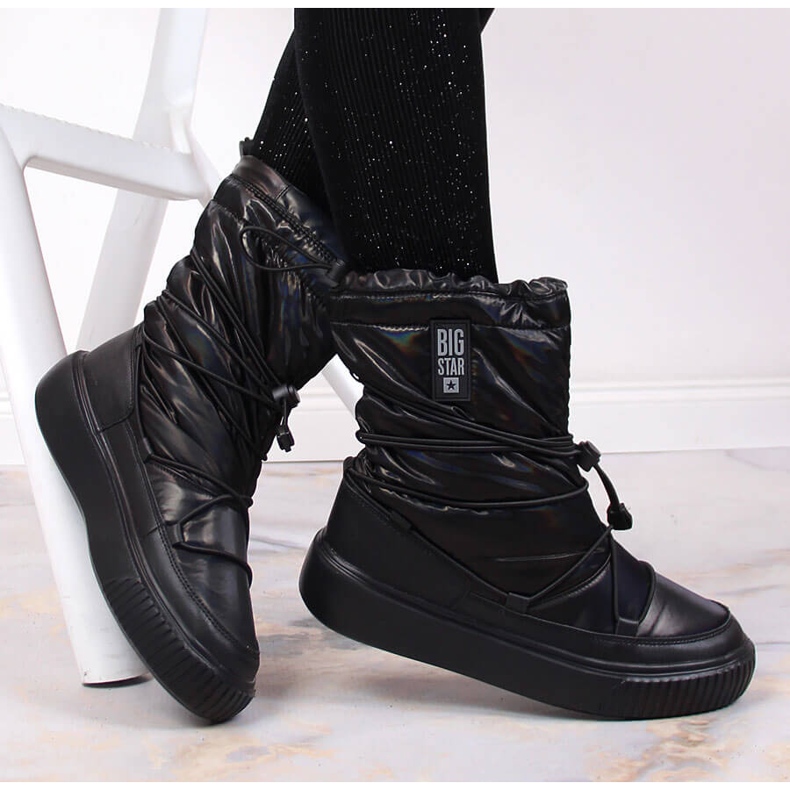 Snowboots metallic, slip-on svart Big Star KK274193 1