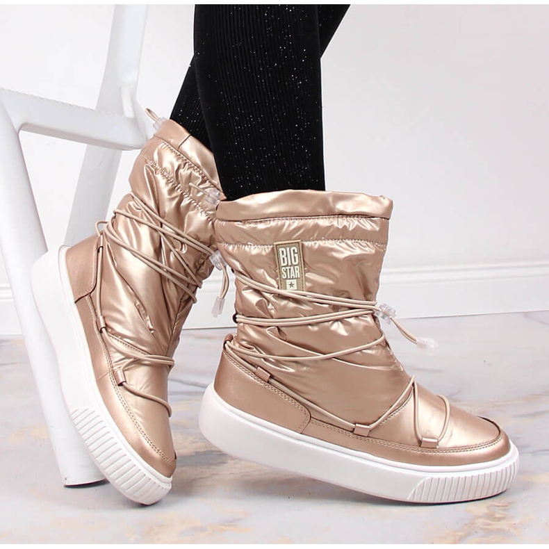 Snowboots metallic, isolerad gyllene Big Star KK274194 1