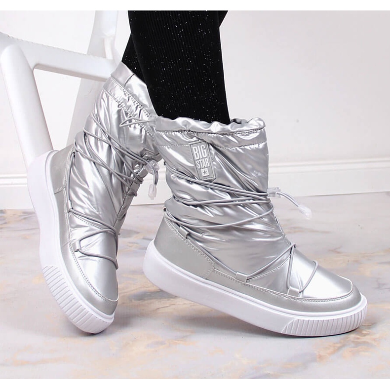 Silver metallic slip-on snöstövlar Big Star KK274195 silver- 1