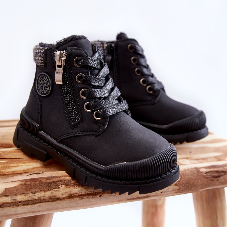 PE1 Barns pälsisolerade stövlar Black Hopper Trappers rosa 1