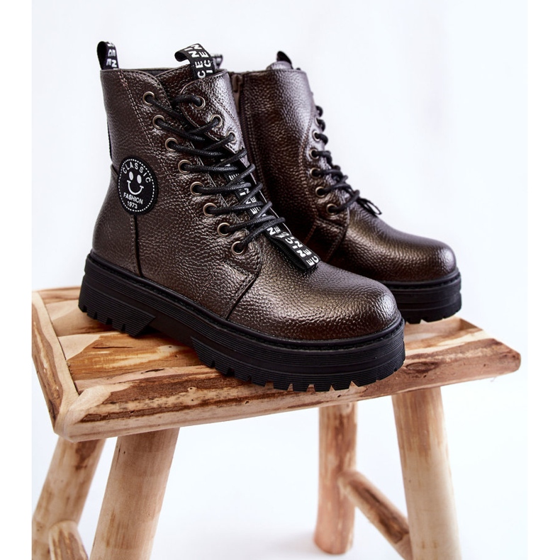 Barns varma stövlar Trappers Mörkgrå Conley brun 1