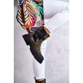 FE1 Kvinnors varma stövlar Jodhpur stövlar med ett bälte Grönt Jose M619 3