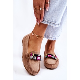 PS1 Loafers i mocka för kvinnor med beige Janetta-dekorationer 1
