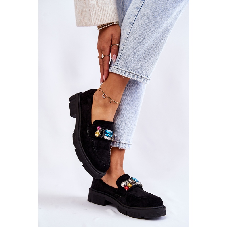 PS1 Loafers i mocka för kvinnor med dekoration Svart Karlott 2