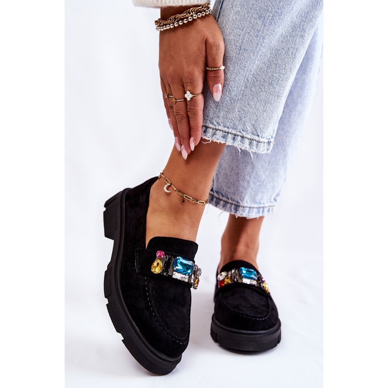 PS1 Loafers i mocka för kvinnor med dekoration Svart Karlott 1