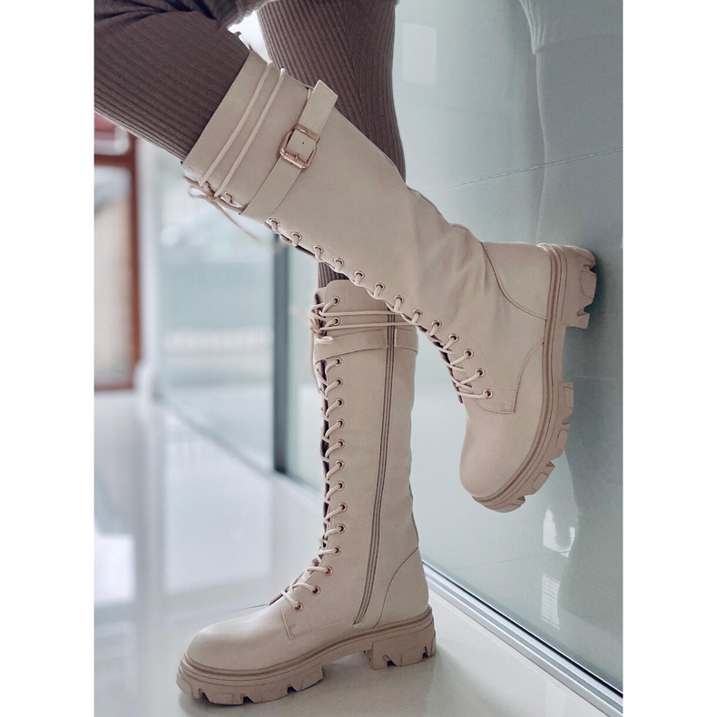 BM Sax Beige ridstövlar för kvinnor 1