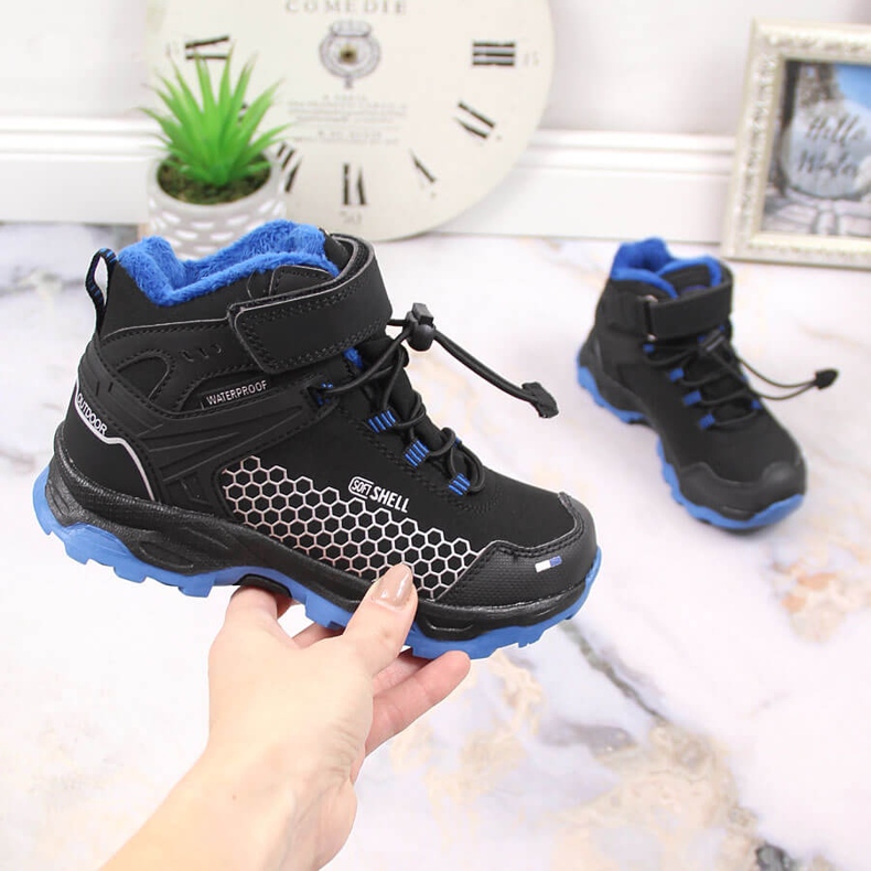 Vattentäta snöstövlar för barn med kardborre American Club AM904A svart 1