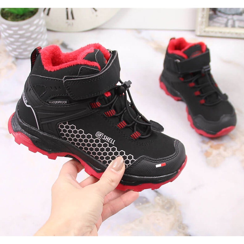 Vattentäta snöstövlar för barn med kardborre American Club AM904B svart 2