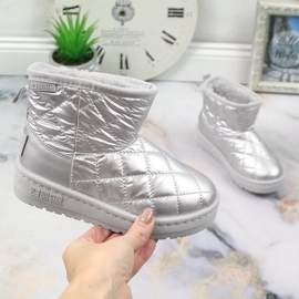 Silver, quiltade, quiltade, silverisolerade slip-on snöstövlar för flickor Big Star KK374241 silver- 1