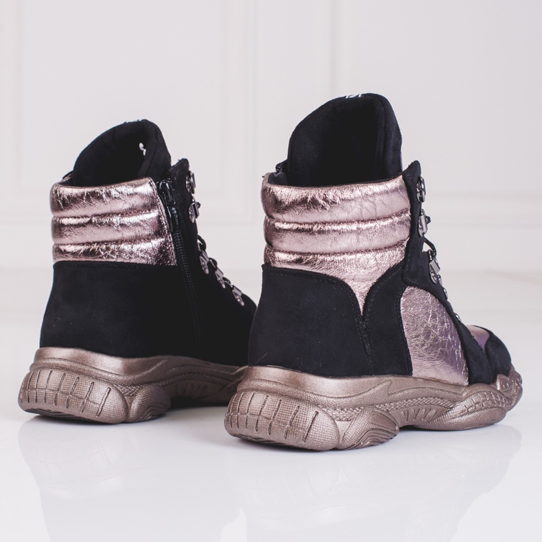 Flickstövlar på tjock Shelovet-sula svart 1