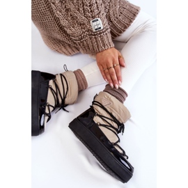 PM1 Fashionabla snöstövlar med snörning för kvinnor Beige-svarta Carrios 1