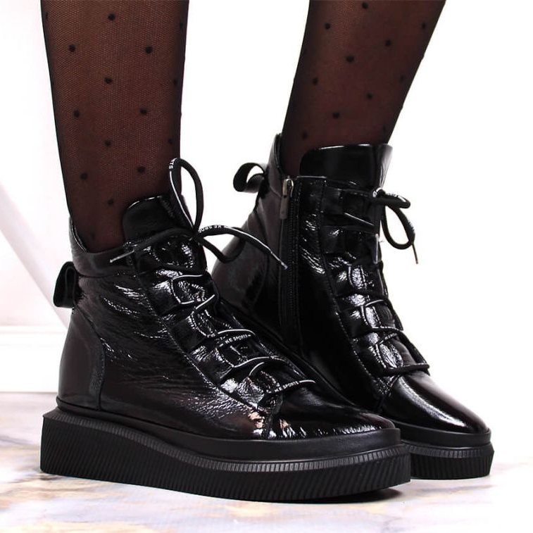 Läderlackade isolerade stövlar Artiker W HBH36 svart 2