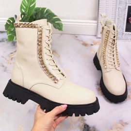 Stövlar i läder med kedjeisolerad Artiker W HBH40 beige 1