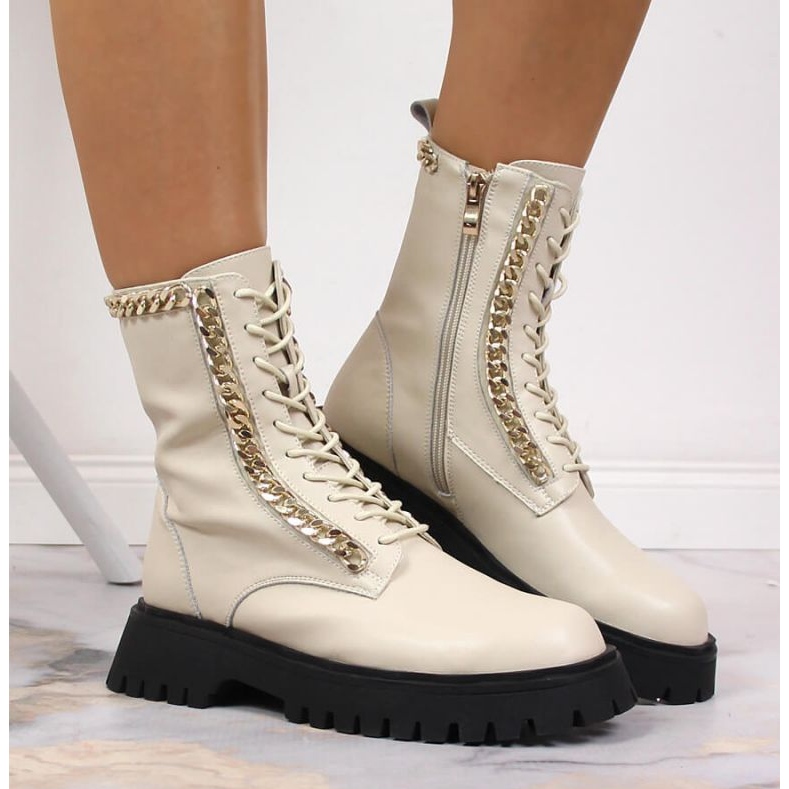 Stövlar i läder med kedjeisolerad Artiker W HBH40 beige 2