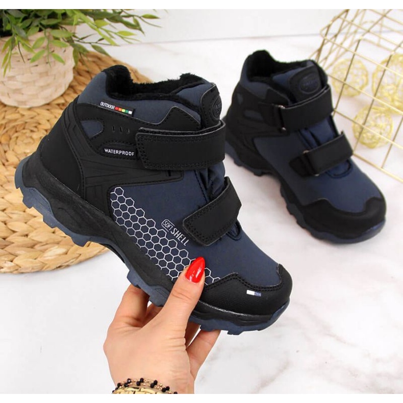 Snowboots vattentät kardborre American Club Jr AM851B blå 1