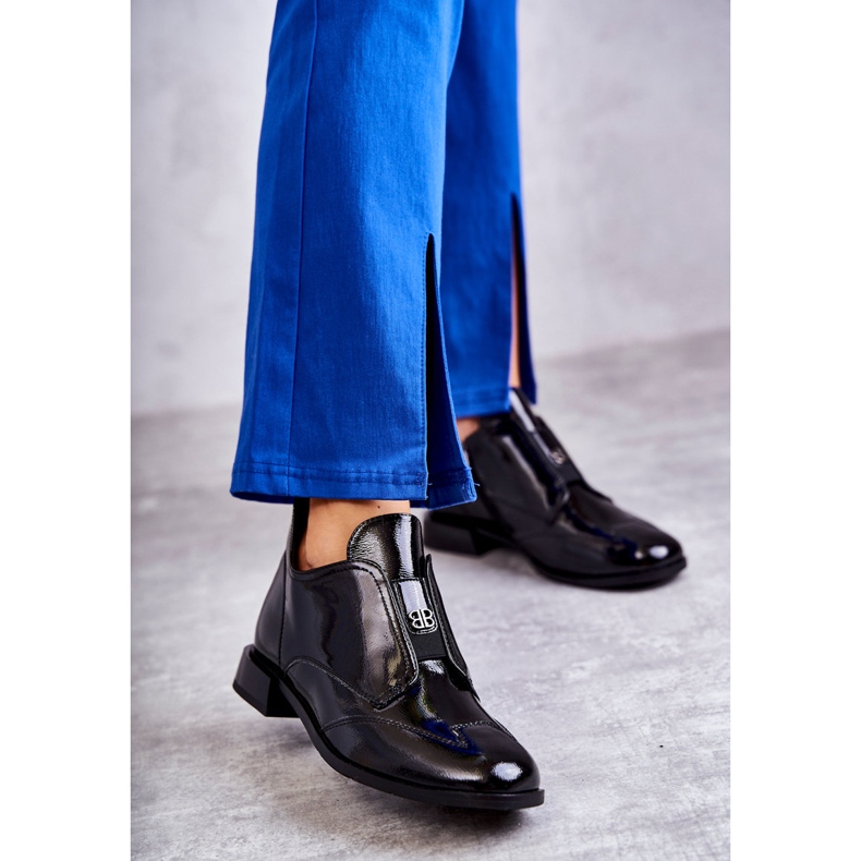 S.Barski Låga ankelboots i lack med dragkedja, svarta 1