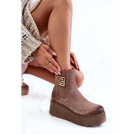 PL5 Mockastövlar för kvinnor på en massiv plattform Ljusbrun Savira 1