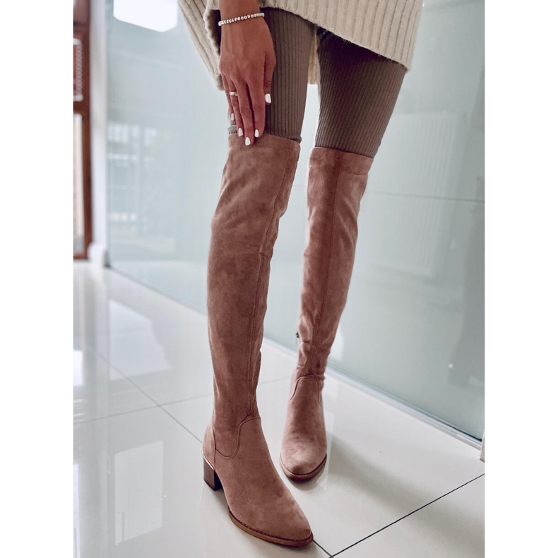 PA1 Gwen Beige Lågklackade Over-Knee Boots 1