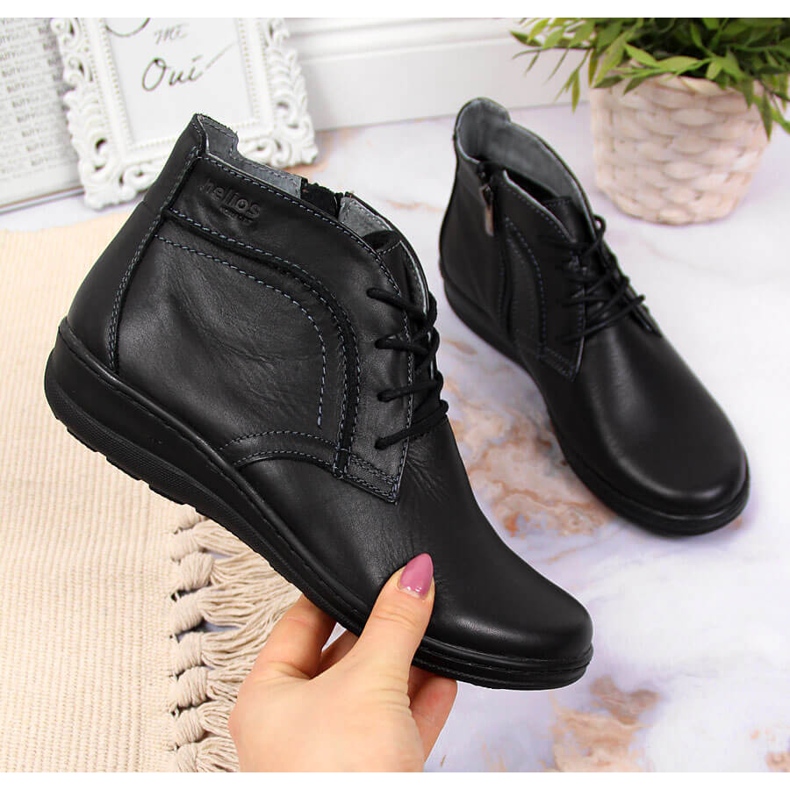 Svarta isolerade läderstövlar svarta Helios 612-2 1