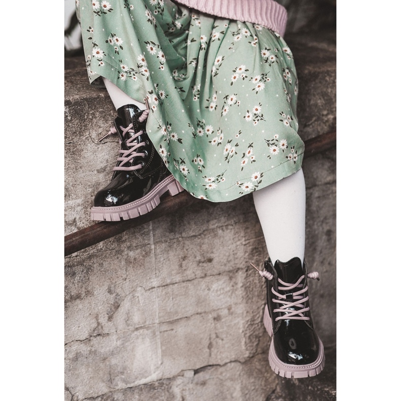 PA1 Lackade svarta och violetta Heidi varma stövlar 1