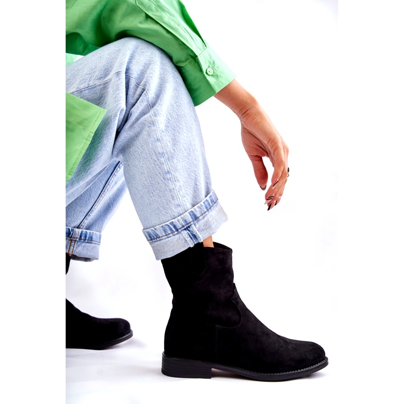 S.Barski Mockastövlar för kvinnor på platta klackar Svart Fiorenz HY66-66 2