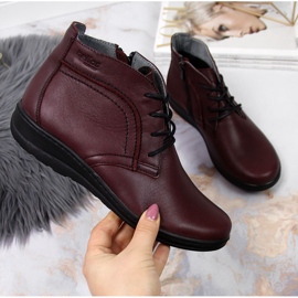 Körsbärsisolerade läderstövlar Helios 612-2 röd 1