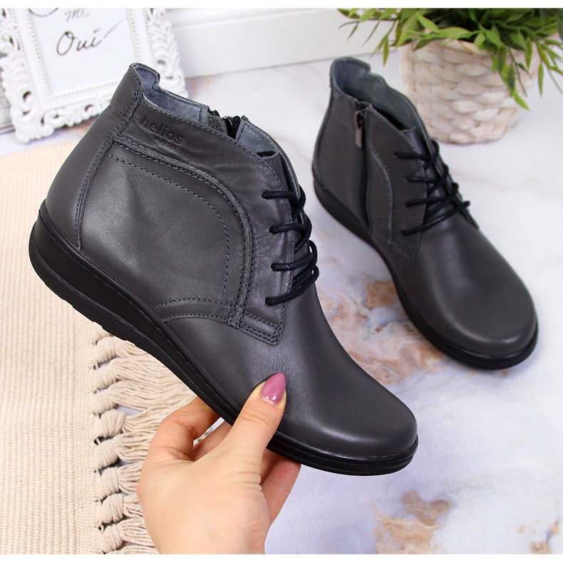 Grå isolerade läderstövlar Helios 612-2 1