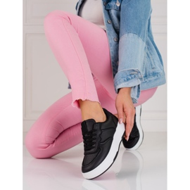 Shelovet svarta sneakers för kvinnor på en tjock sula 1