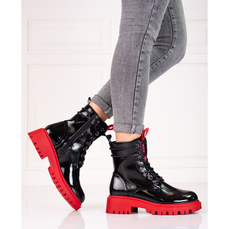 Shelovet kvinnors arbetare med röd sula svart 1