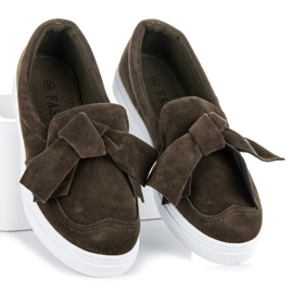 Fashion Slip-on sneakers med rosett grön 1