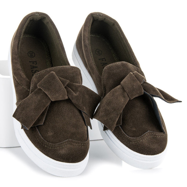 Fashion Slip-on sneakers med rosett grön 1