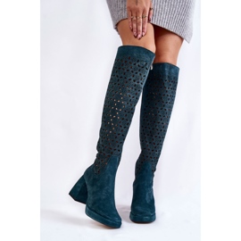 PA2 Genombrutna Mockastövlar På Höga Klackar Gröna Castres mångfärgad 1