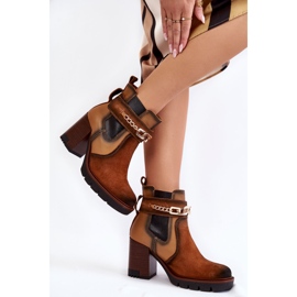 Skinnstövlar för dam Maciejka 05781-29 Röda beige brun 2